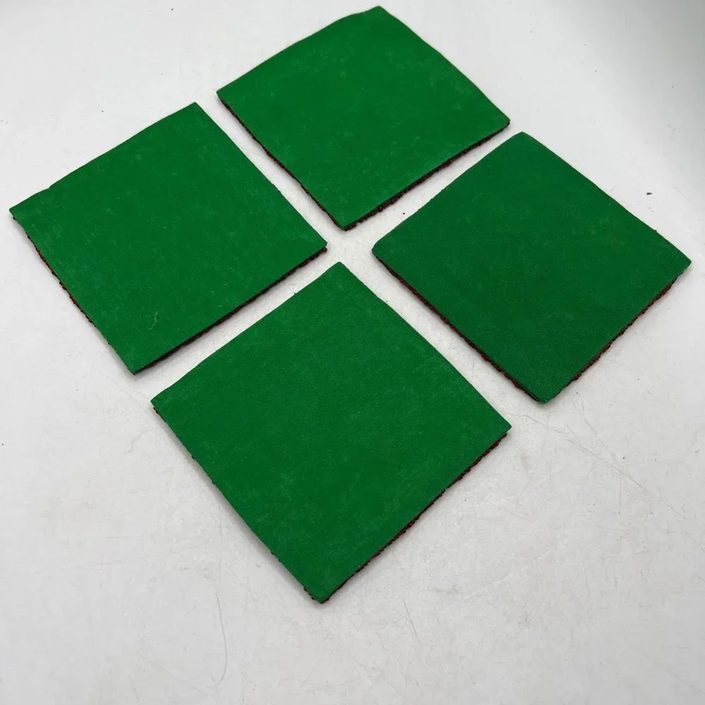 Set of Four Glass Beaded Coasters Fall Leaves Leaf Green Rust Colored
